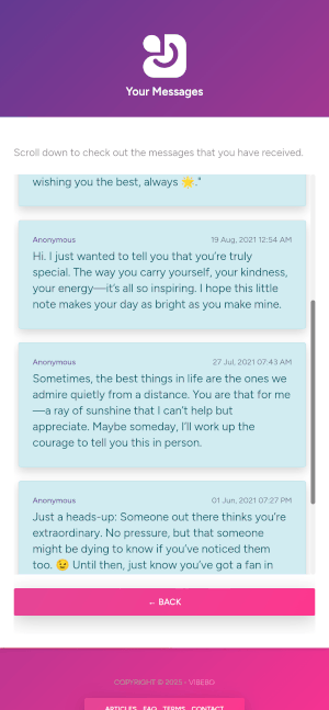 Sample anonymous text messages